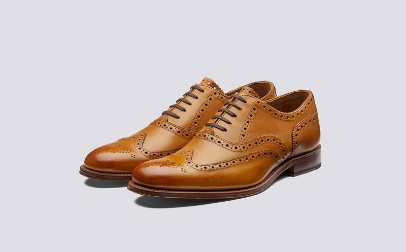 Grenson Dylan Mens Oxford Brogue - Brown Calf Leather with a Leather Sole UX5847